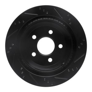 Chevrolet Camaro Brake Rotor (1) - Rear Left - R1 Concepts - Drilled & Slotted - Black - `98-`02